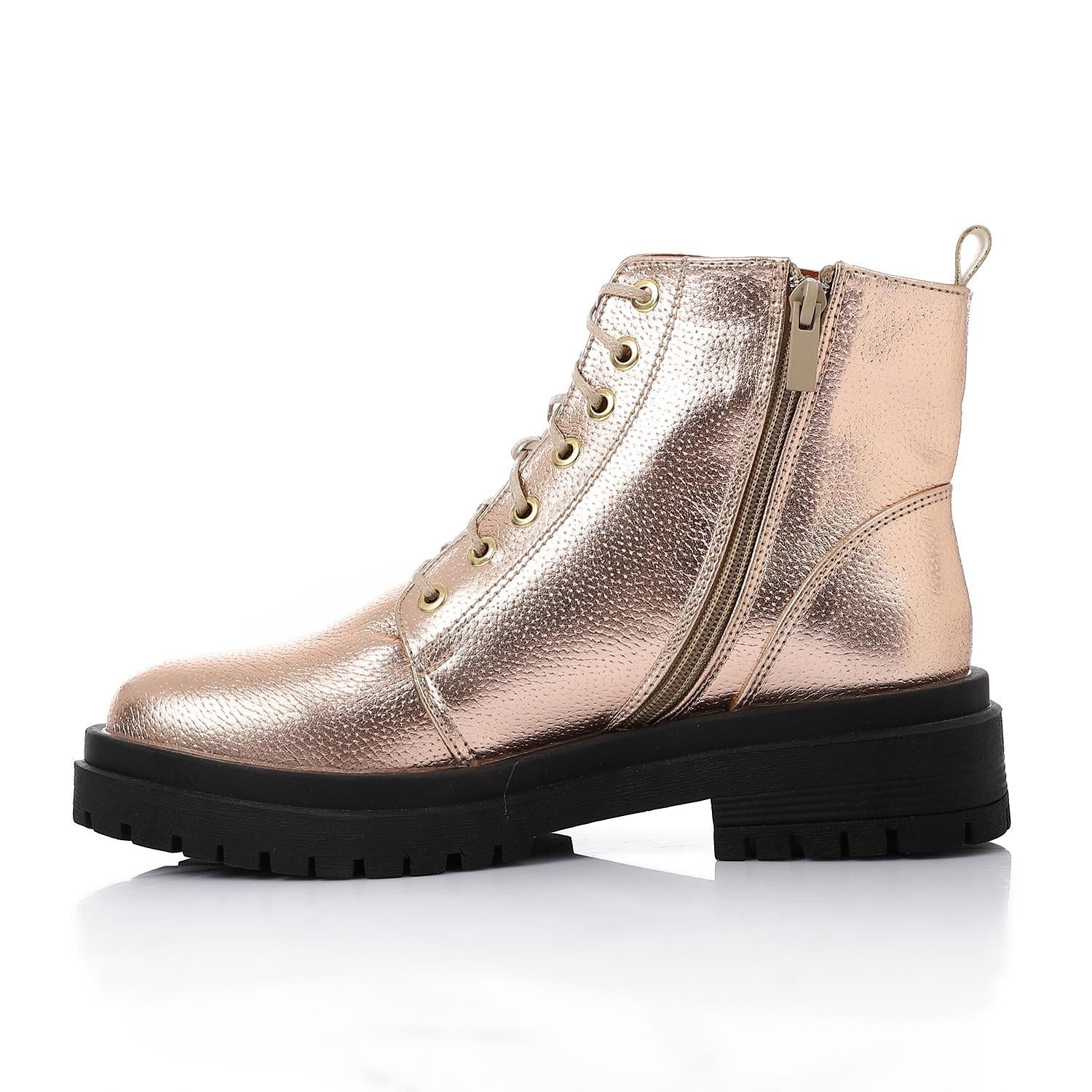Leather Ankle Boot Champagne