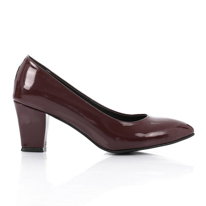 Patent Leather Low Hell Classic Pumps - Burgundy