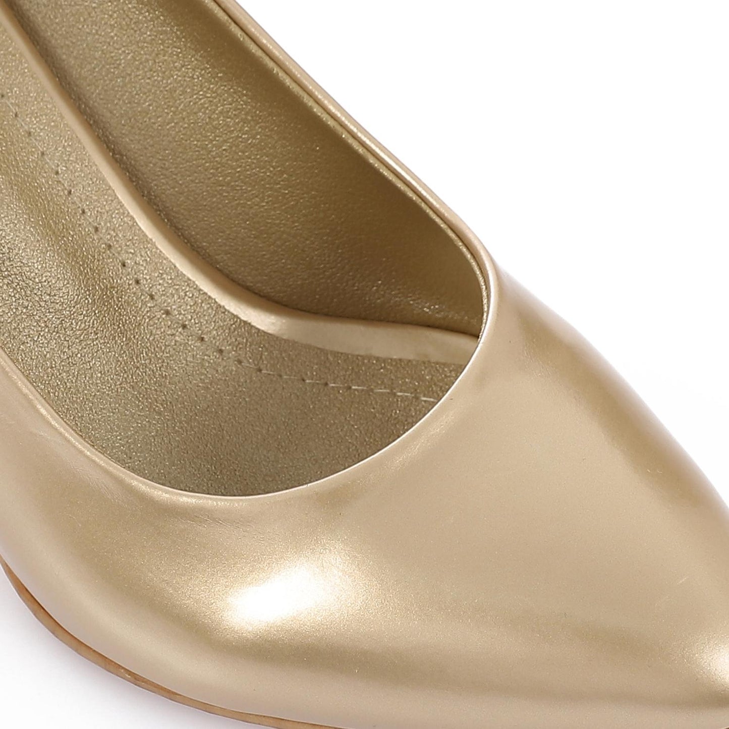 Patent Leather Low Hell Classic Pumps - Gold