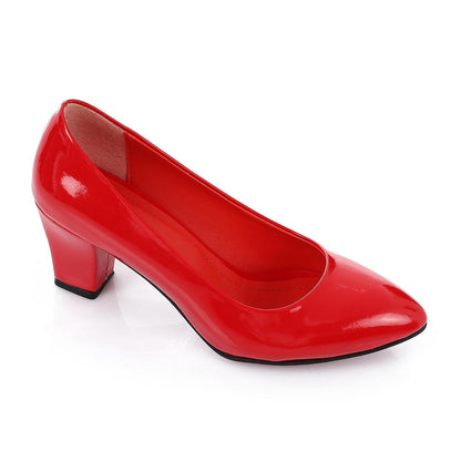 Patent Leather Low Hell Classic Pumps - Red