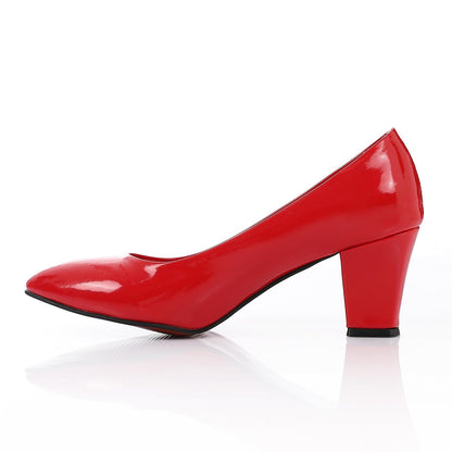 Patent Leather Low Hell Classic Pumps - Red