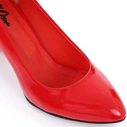 Patent Leather Low Hell Classic Pumps - Red