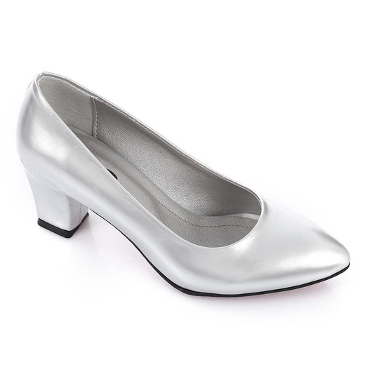 Patent Leather Low Hell Classic Pumps - Silver