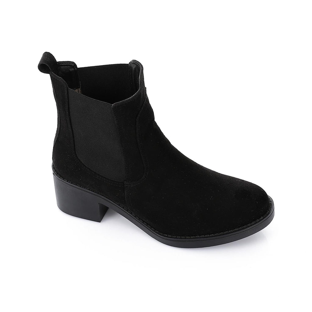 Suede Ankle Chelsea Boot - Black