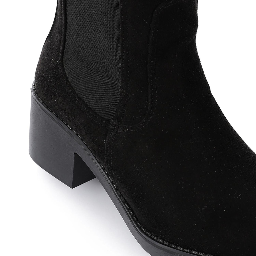 Suede Ankle Chelsea Boot - Black