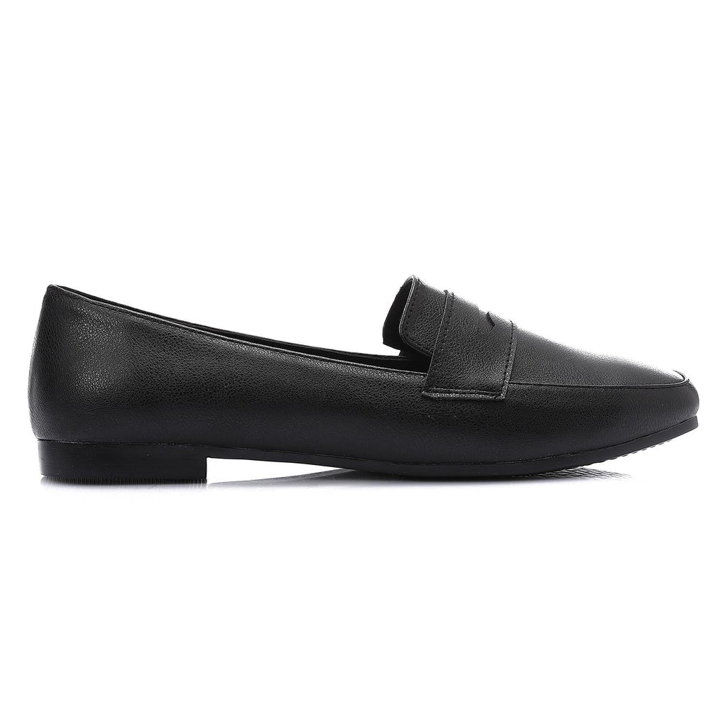 Black Leather Flat Loafers
