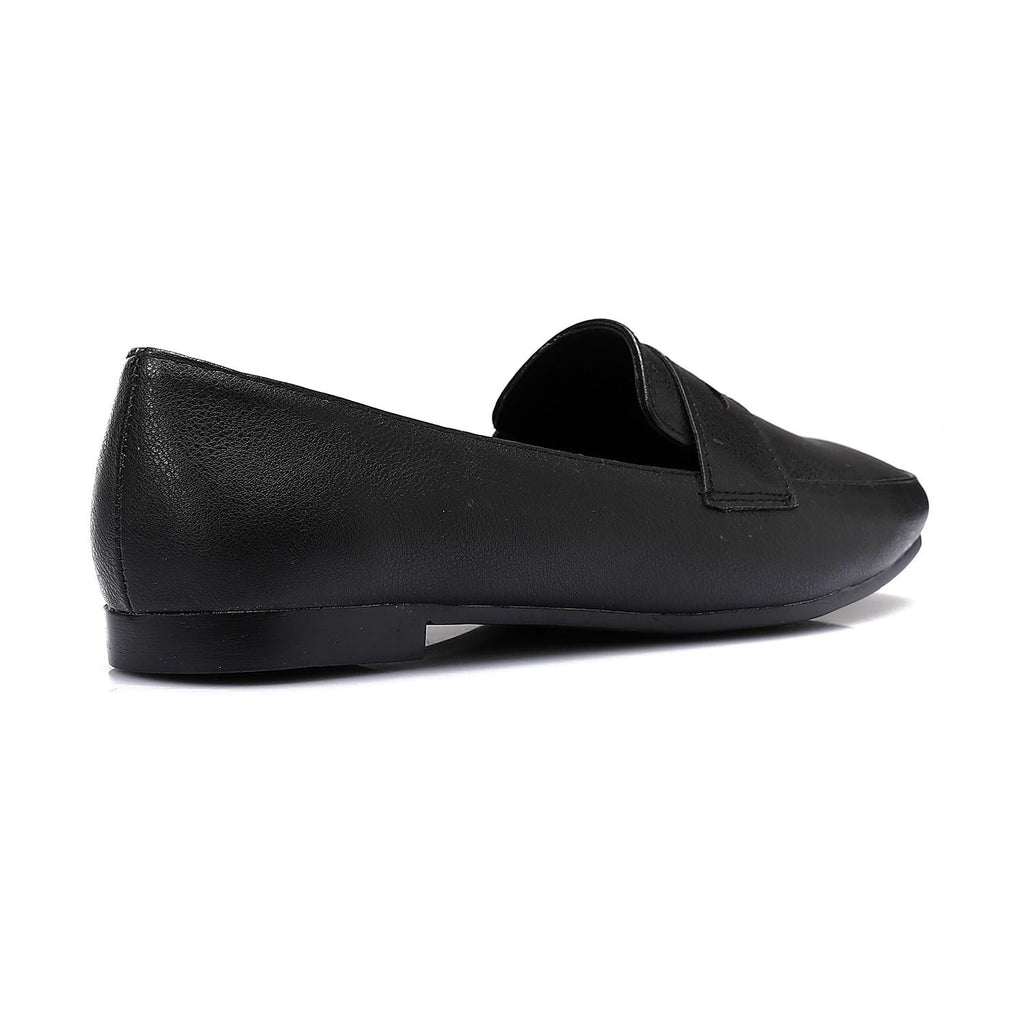 Black Leather Flat Loafers