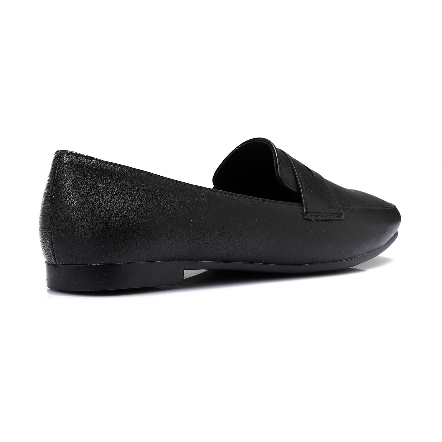 Black Leather Flat Loafers