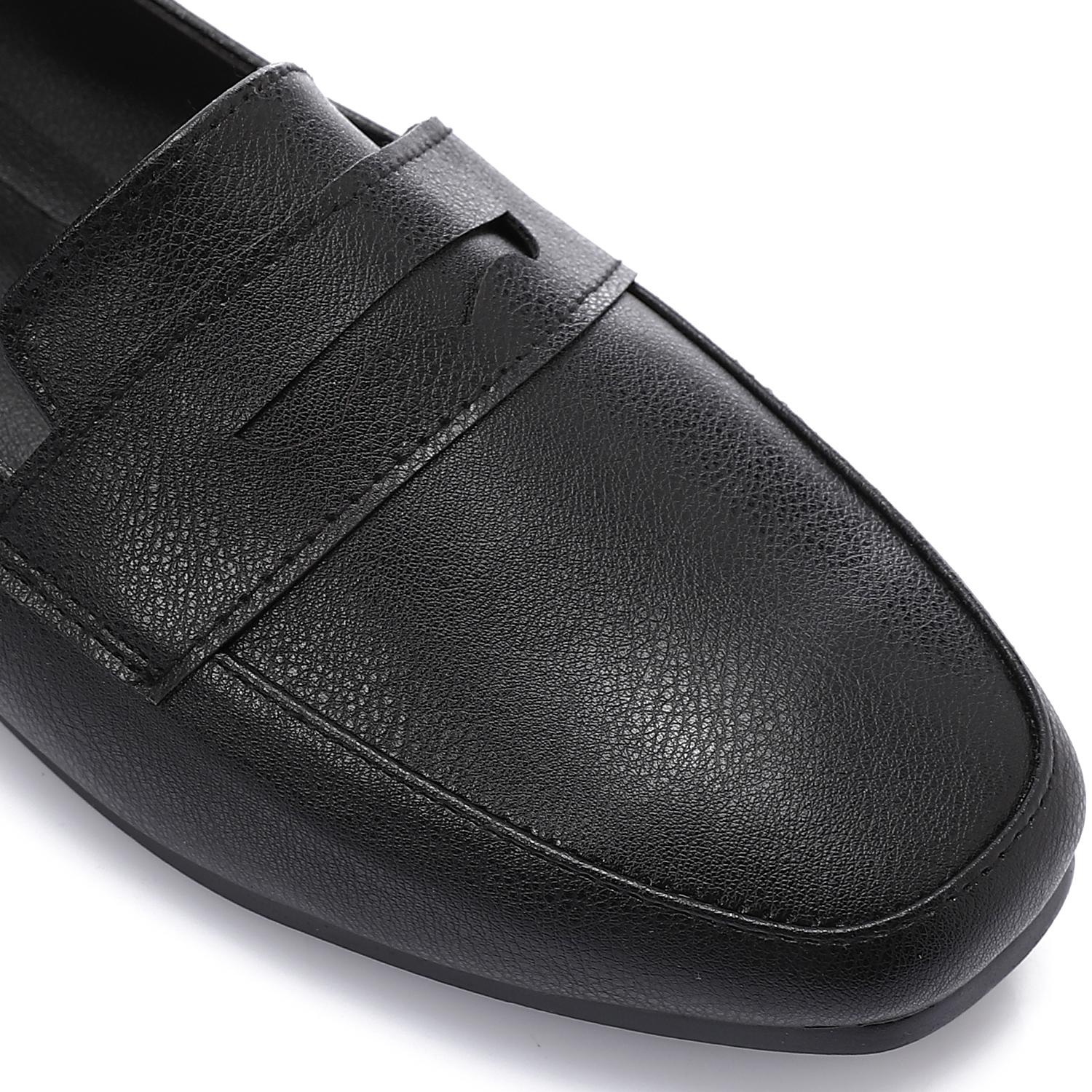 Black Leather Flat Loafers
