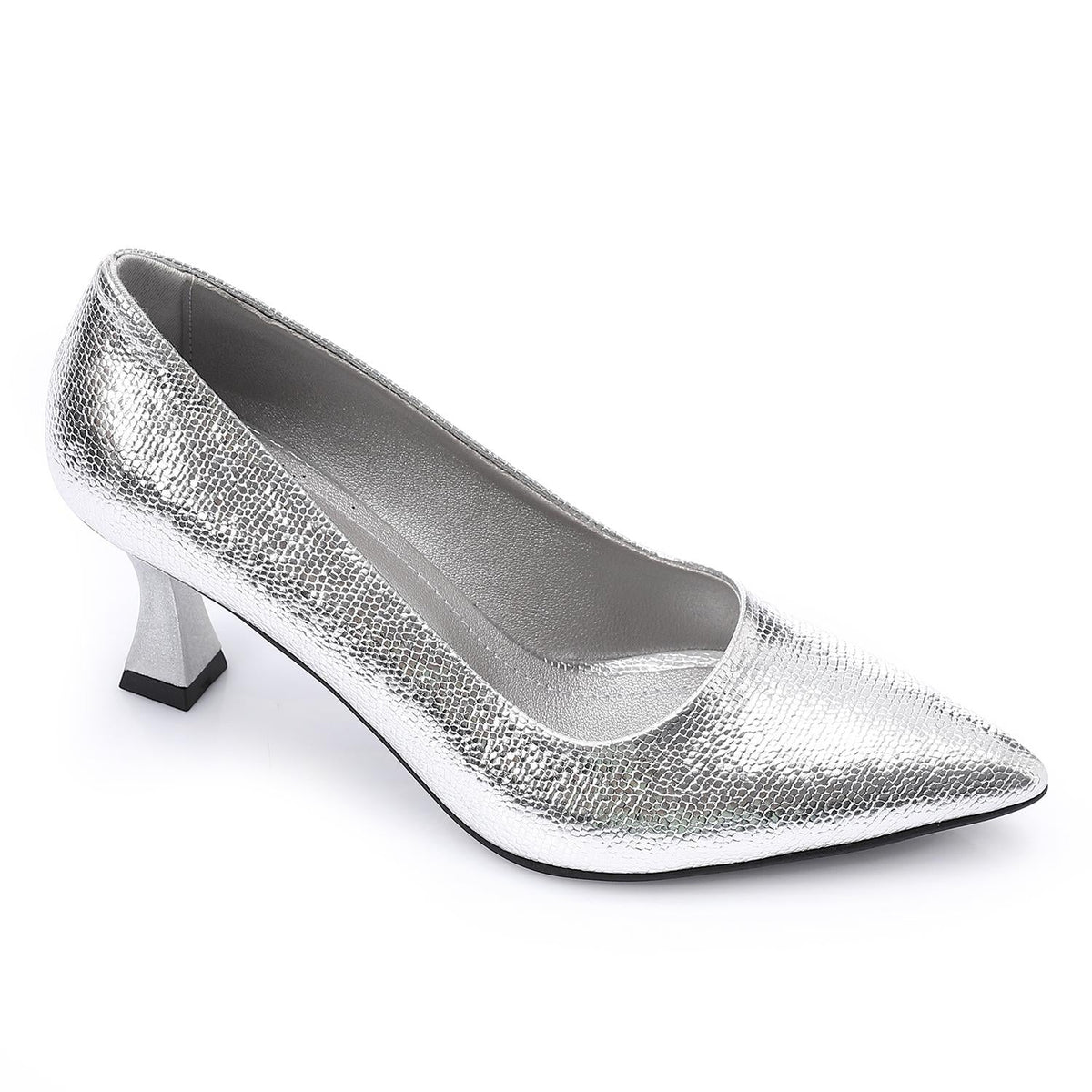 silver dress pumps for women Floral Pearl Women's Wide Width Evening Shoes Wedding, Prom, & Dinner 7.5 Convenient slip Mid Heel Silver Pumps |