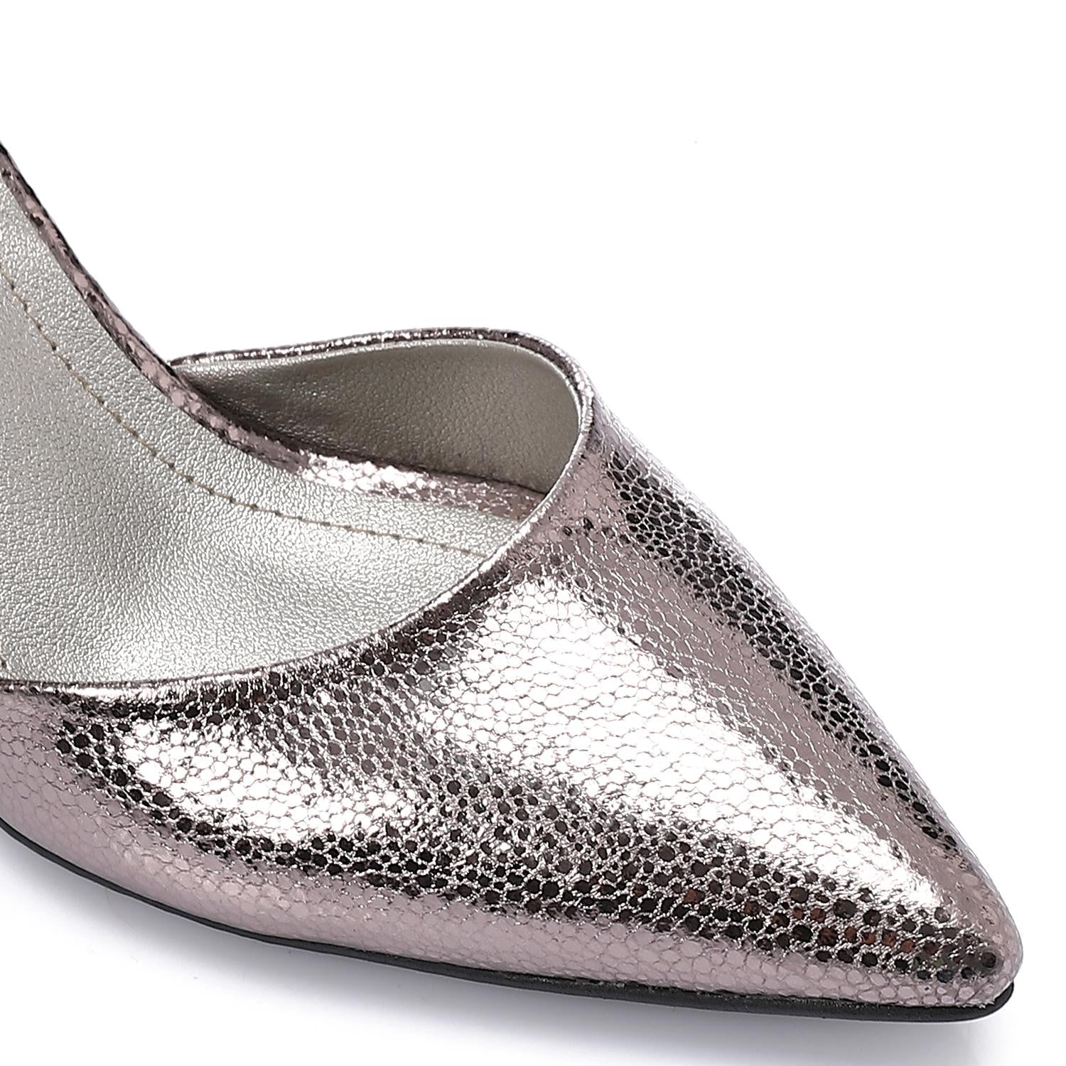 Pointed-Toe Kitten Heels with Ankle Strap - Smokey