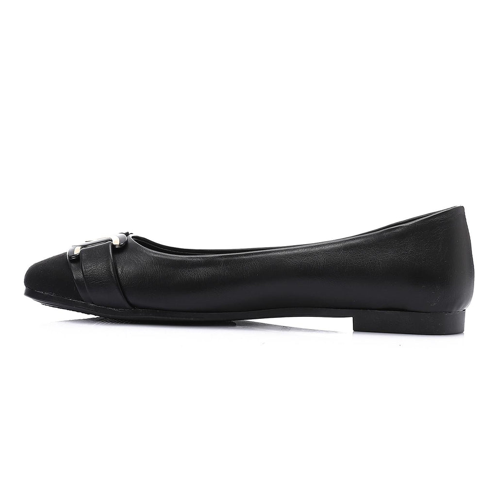 Black Ballet Flats with Gold Hardware