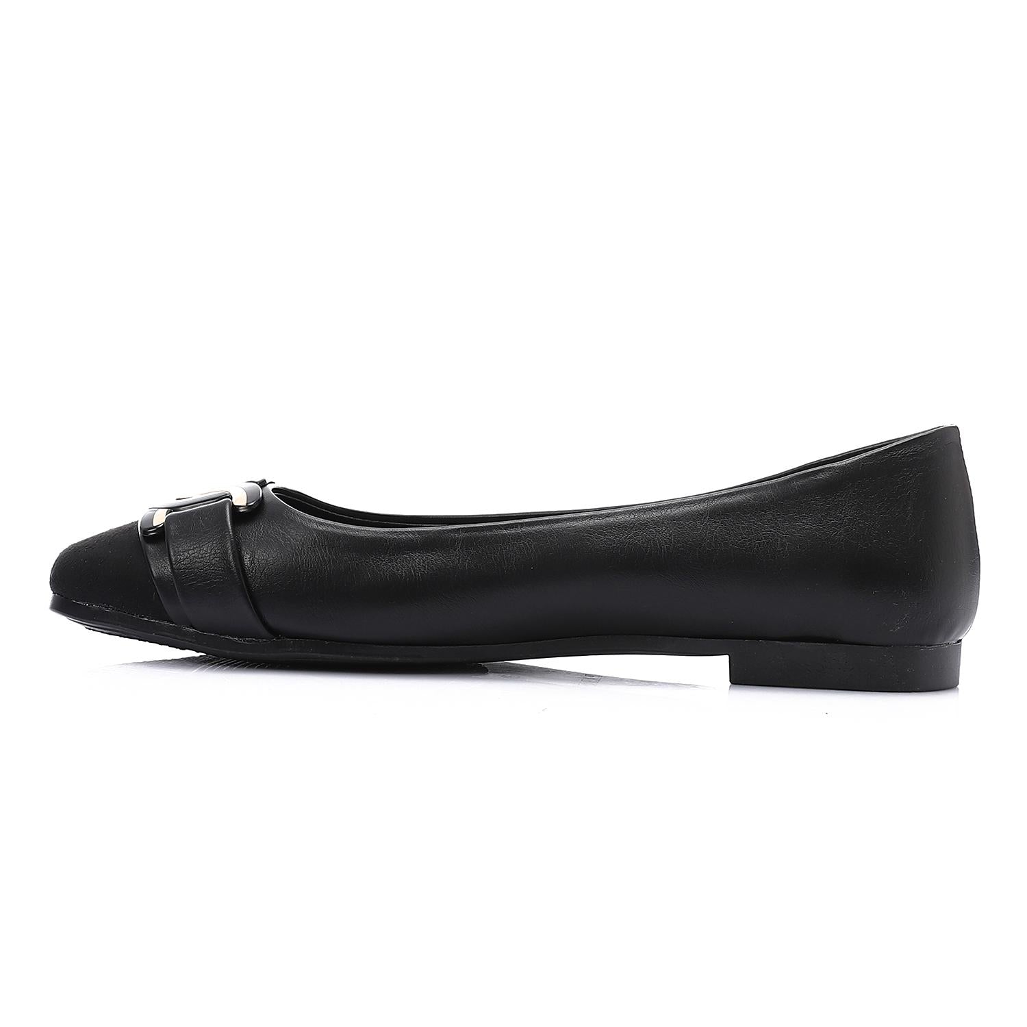 Black Ballet Flats with Gold Hardware