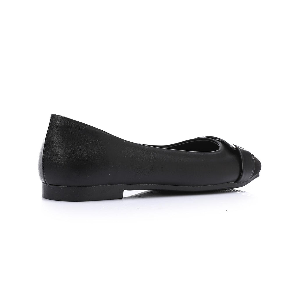 Black Ballet Flats with Gold Hardware