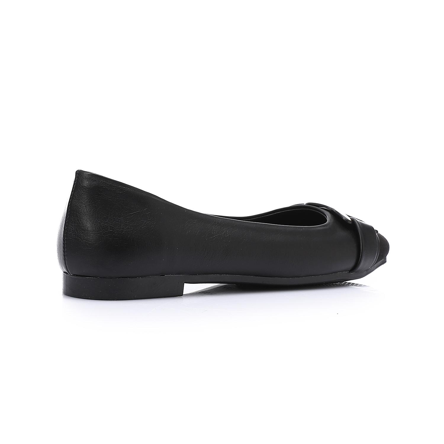 Black Ballet Flats with Gold Hardware