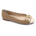 Coffee & Beige Ballet Flats with Gold Hardware
