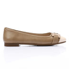 Coffee & Beige Ballet Flats with Gold Hardware