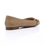 Coffee & Beige Ballet Flats with Gold Hardware