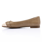 Coffee & Beige Ballet Flats with Gold Hardware