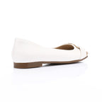 White & Gold Ballet Flats with Gold Hardware