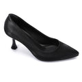 Textured Pointed-Toe Kitten Heels - Black