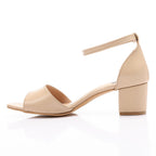 Comfortable women's sandal with a wide heel - High Quality Materials- White.