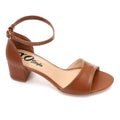 Camel Block Heel Sandals with Ankle Strap