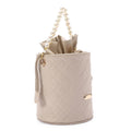 Women's Bucket Bag with Pearl Handle - Beige