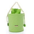 Women's Bucket Bag with Pearl Handle - Turquois