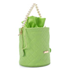 Women's Bucket Bag with Pearl Handle - Turquois