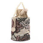 Women's Bucket Bag with Pearl Handle -Beige