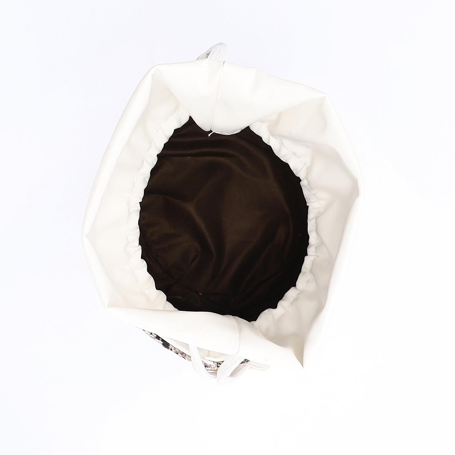 Women's Bucket Bag with Pearl Handle -Beige