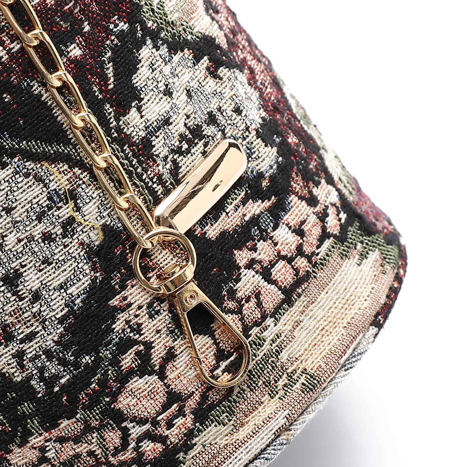 Women's Bucket Bag with Pearl Handle -Beige