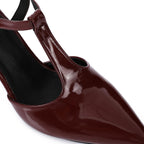 Women’s T-Strap Heeled Shoe – Glossy White – Perfect for Bridal & Elegant Occasions.