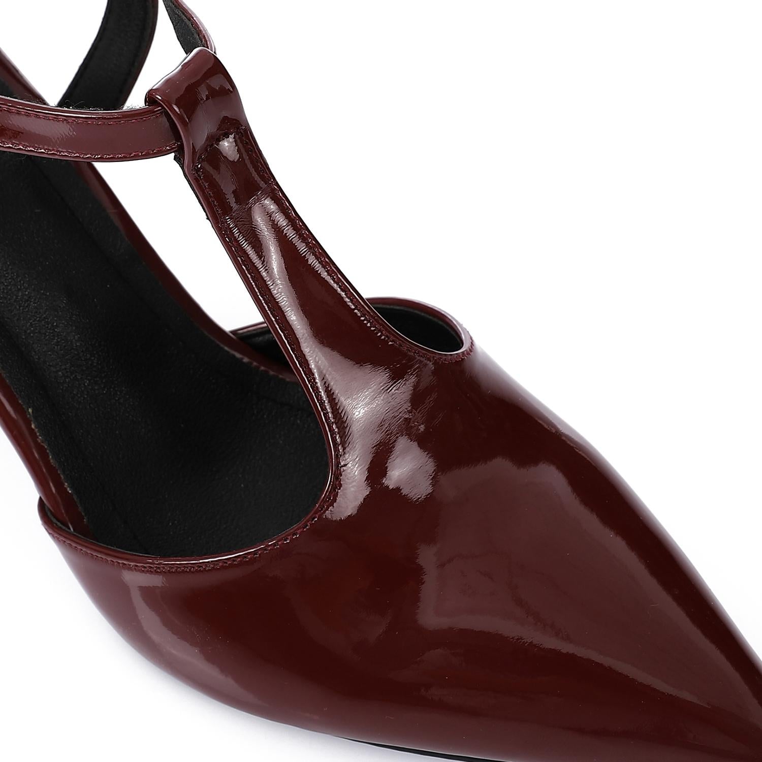 Women’s T-Strap Heeled Shoe – Glossy White – Perfect for Bridal & Elegant Occasions.