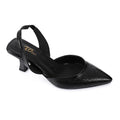 High Heel Mule Sandals – Elegant Pointed Toe, Faux Leather Texture