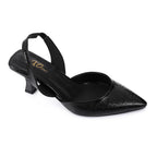 High Heel Mule Sandals – Elegant Pointed Toe, Faux Leather Texture