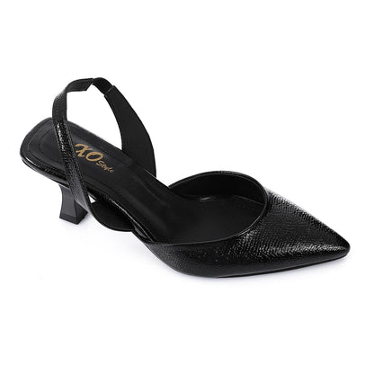 High Heel Mule Sandals – Elegant Pointed Toe, Faux Leather Texture