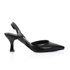 High Heel Mule Sandals – Elegant Pointed Toe, Faux Leather Texture