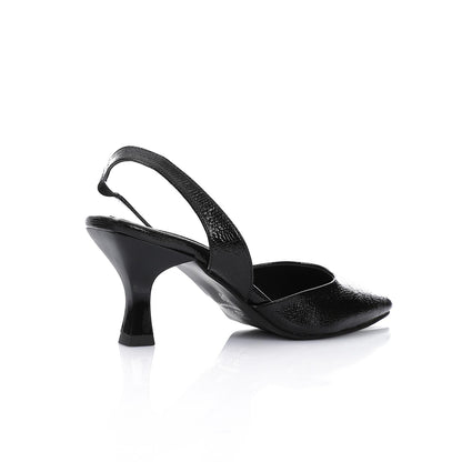 High Heel Mule Sandals – Elegant Pointed Toe, Faux Leather Texture