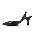 High Heel Mule Sandals – Elegant Pointed Toe, Faux Leather Texture