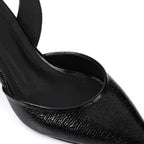 High Heel Mule Sandals – Elegant Pointed Toe, Faux Leather Texture