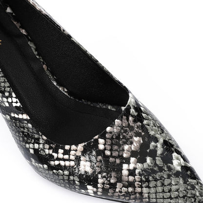 High Heel Mule Sandals – Elegant Pointed Toe, Faux Leather Texture