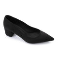 Black Suede Pointed-Toe Block Heel Pump