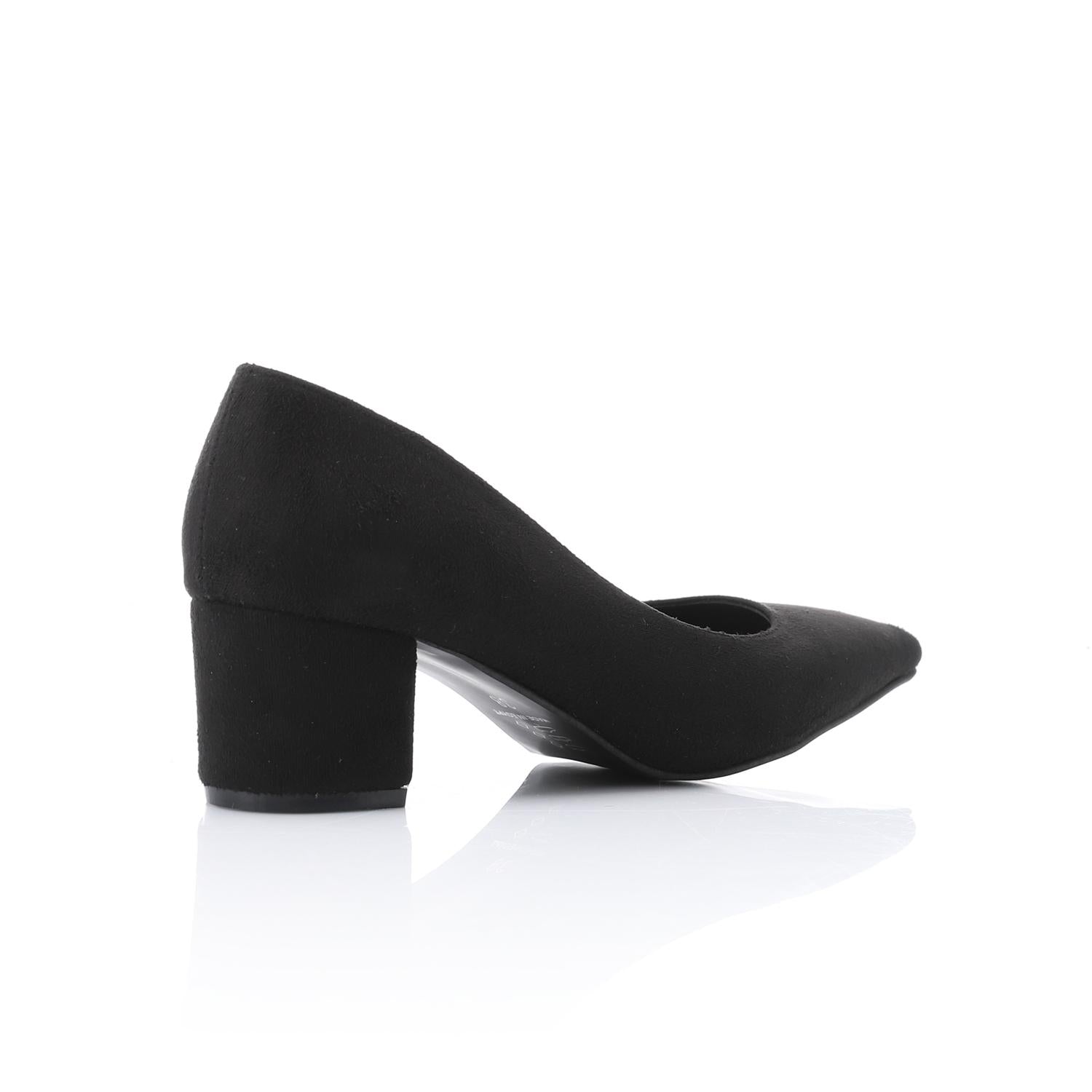 Black Suede Pointed-Toe Block Heel Pump