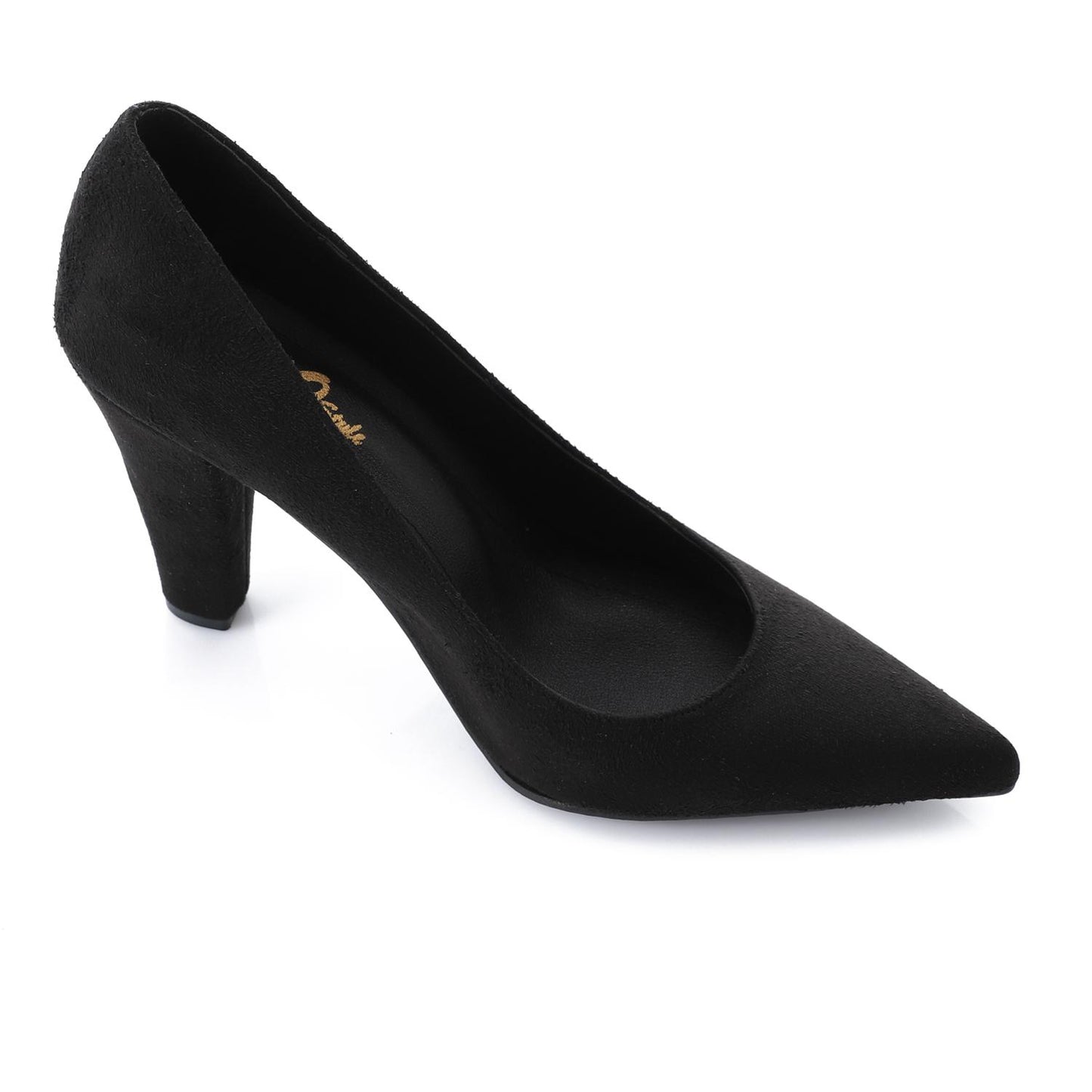 Black Suede Pointed-Toe Cone Heel Pump