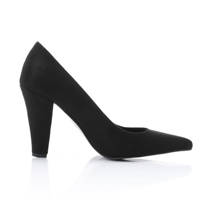 Black Suede Pointed-Toe Cone Heel Pump