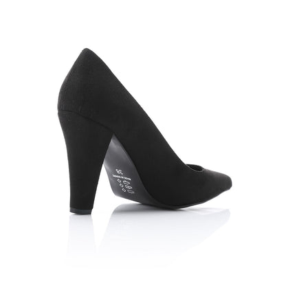 Black Suede Pointed-Toe Cone Heel Pump