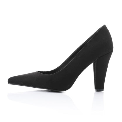 Black Suede Pointed-Toe Cone Heel Pump