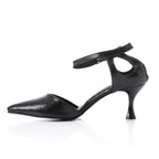 Women's High Heel Mule Sandals – Elegant Pointed Toe, Faux Leather Texture.